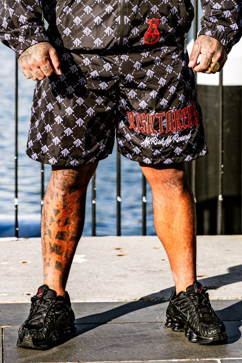 Black/Red Pursuit Windbreaker Shorts