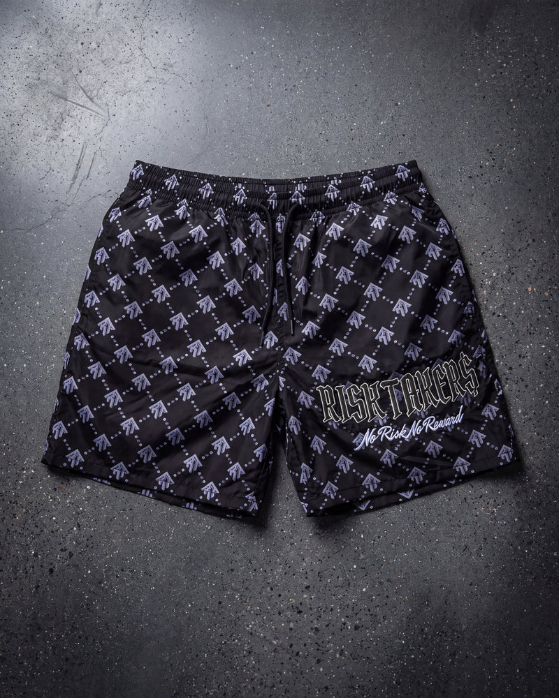 Black/Grey Pursuit Windbreaker Shorts