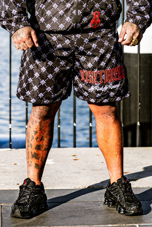 Black/Red Pursuit Windbreaker Shorts