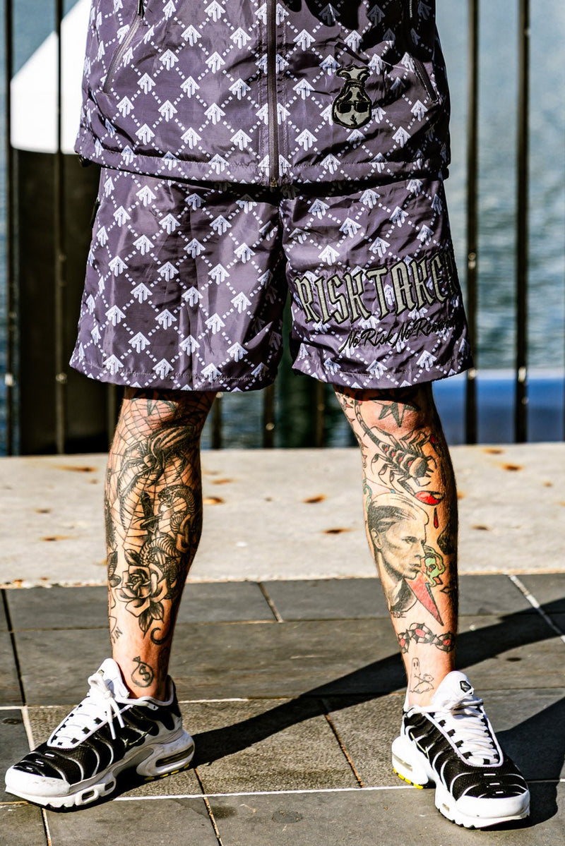 Grey/Black Pursuit Windbreaker Shorts