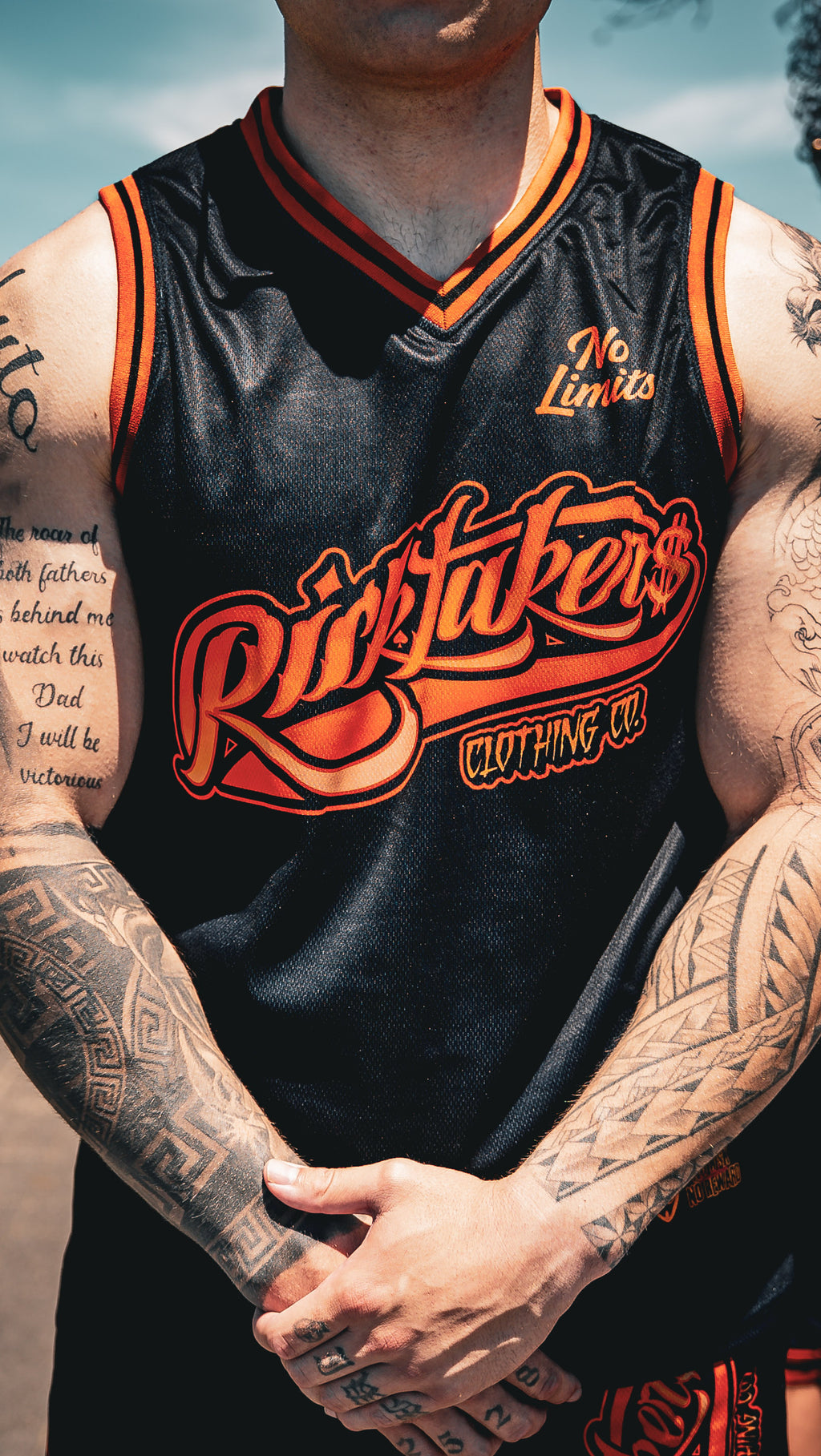 Black/Orange No Limit Basketball Singlet