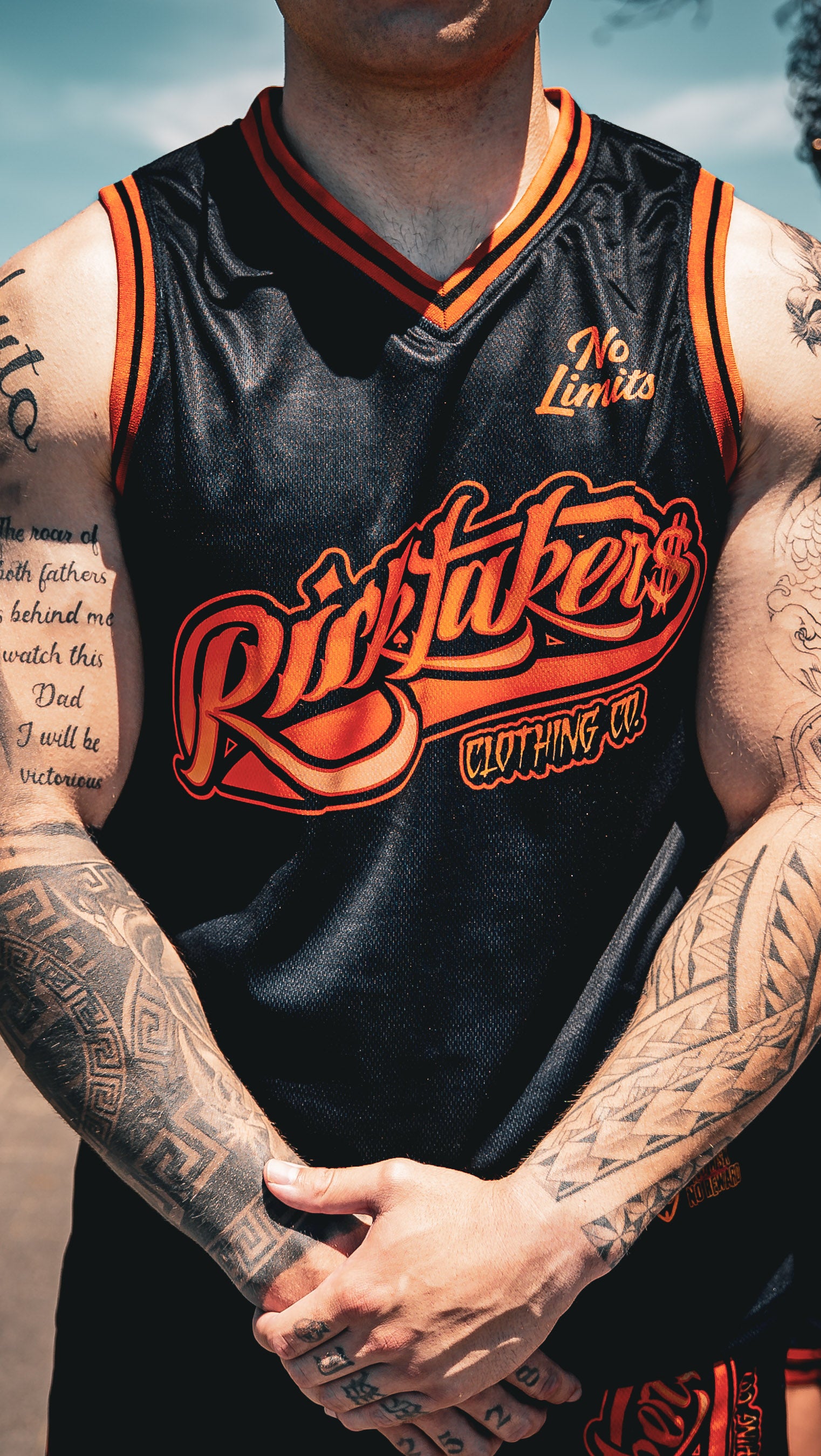 Black/Orange No Limit Basketball Singlet