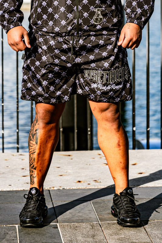 Black/Grey Pursuit Windbreaker Shorts
