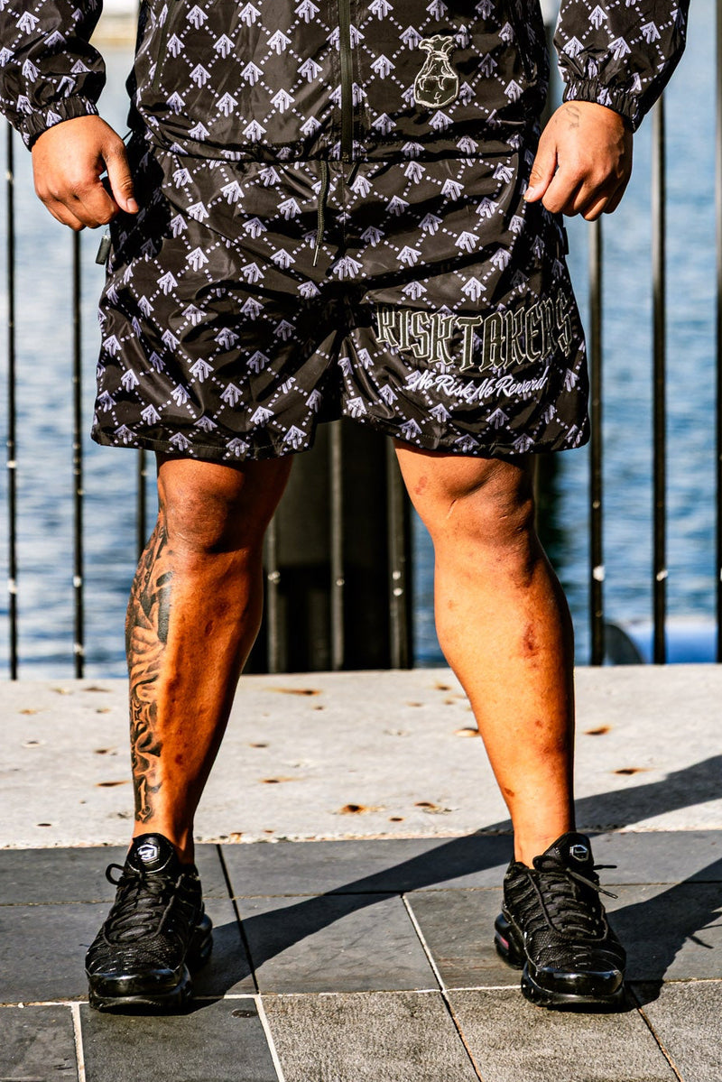 Black/Grey Pursuit Windbreaker Shorts