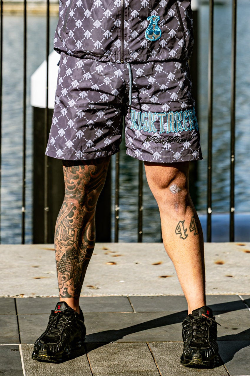 Grey/Teal Pursuit Windbreaker Shorts