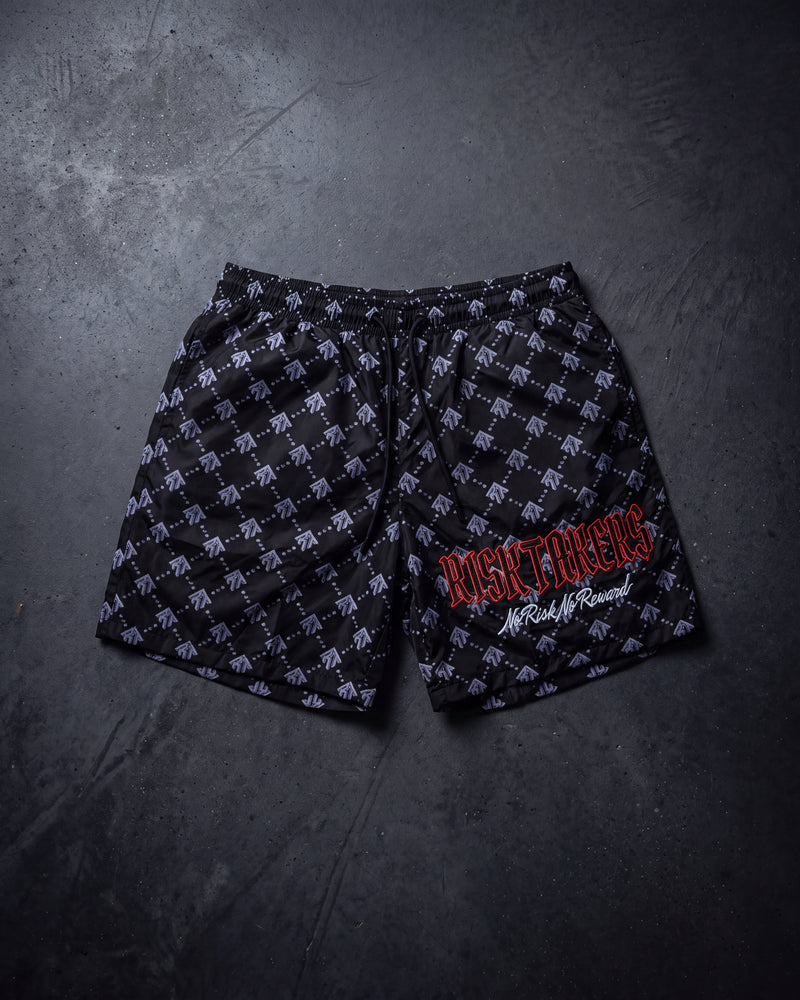 Black/Red Pursuit Windbreaker Shorts